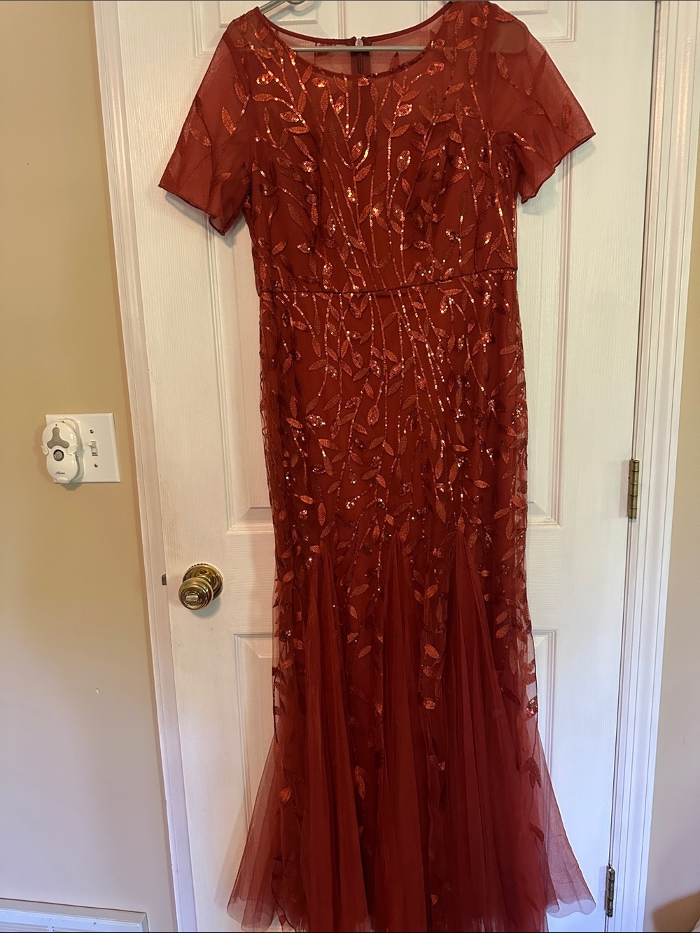 Ever-Pretty Burnt Orange Sequin Embellished Tulle Gown brand new w/tags